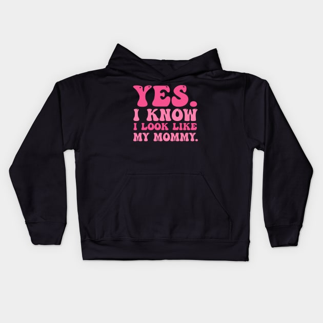 Yes I Know I Look Like My Mommy Breast Cancer Awareness Kids Hoodie by cyberpunk art